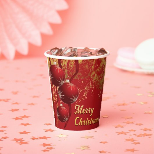 Weihnachtsschmuck in Luxusrot und Gold Pappbecher (Insitu)