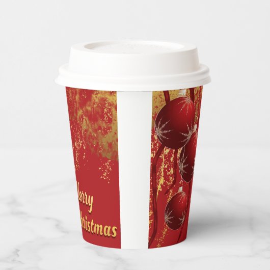 Weihnachtsschmuck in Luxusrot und Gold Pappbecher (Links)