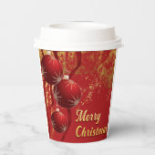 Weihnachtsschmuck in Luxusrot und Gold Pappbecher (Rückseite)