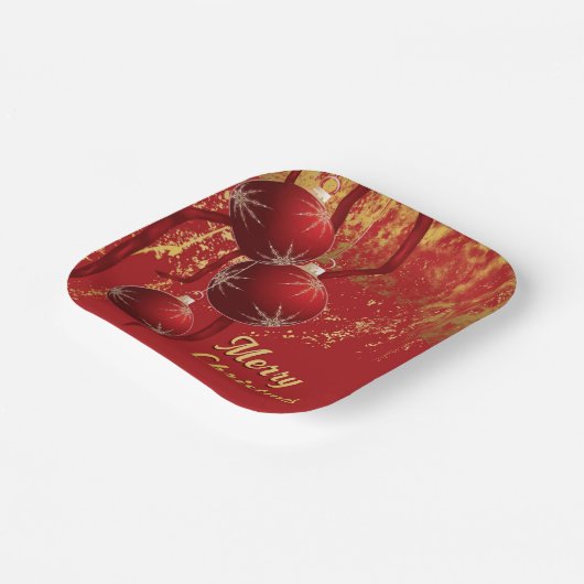 Weihnachtsschmuck in Luxusrot und Gold Pappteller (Gewinkelt)