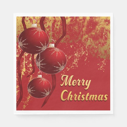 Weihnachtsschmuck in Luxusrot und Gold Serviette (Vorderseite)