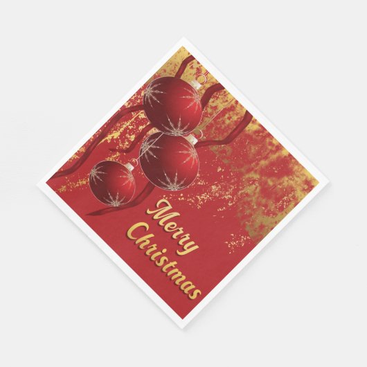 Weihnachtsschmuck in Luxusrot und Gold Serviette (Ecke)