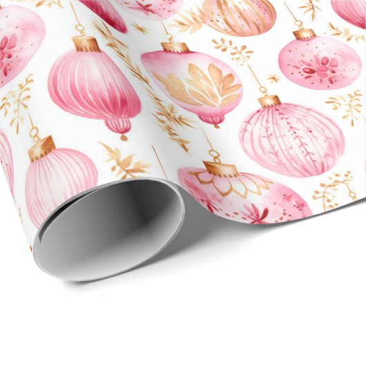 Weihnachtsschmuck in Rosa und Gold Geschenkpapier (Rolleneckpunkt)