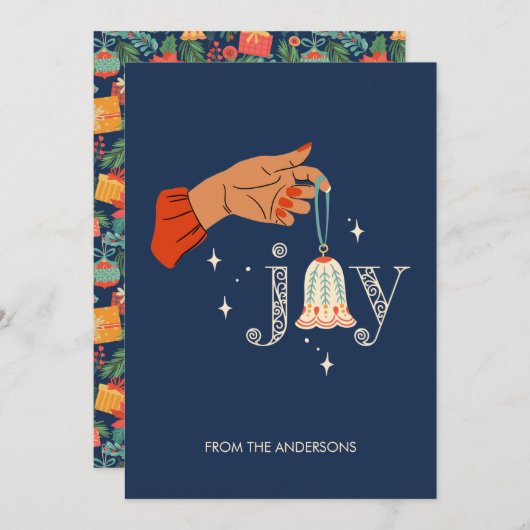 Weihnachtsschmuck Joy Holiday Card Feiertagskarte (Vorne/Hinten)