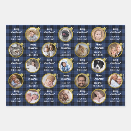 Weihnachtsschmuck Karierte Textsammlung Geschenkpapier Set (Vorderseite 3)