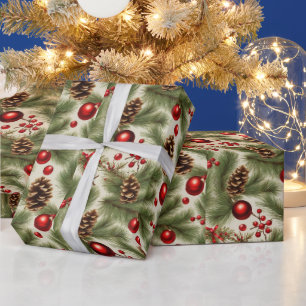 Weihnachtsschmuck, Kiefernfüße, Kiefernzweige Geschenkpapier