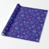 Weihnachtsschmuck Lichter Blumenblauer Weihnachten Geschenkpapier (Ungerollt)