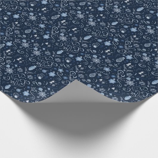 Weihnachtsschmuck Lichter Blumenblauer Weihnachten Geschenkpapier (Ecke)