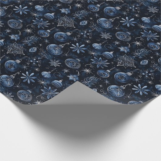 Weihnachtsschmuck Lichter Blumenblauer Weihnachten Geschenkpapier (Ecke)