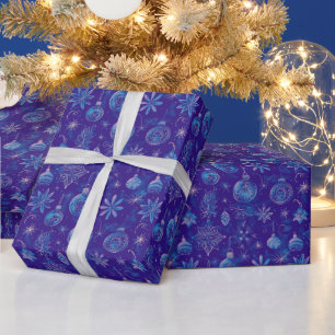 Weihnachtsschmuck Lichter Blumenblauer Weihnachten Geschenkpapier