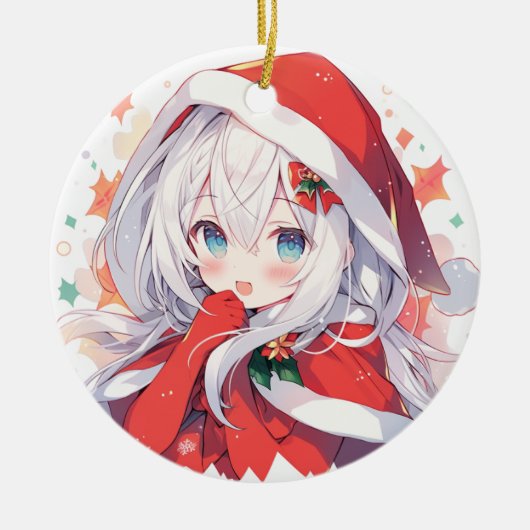 Weihnachtsschmuck, Manga-Geschenk, Anime-Dekor Keramik Ornament (Vorne)