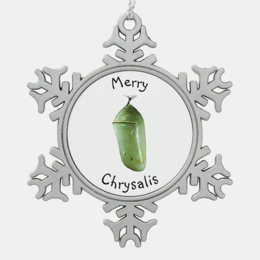 Weihnachtsschmuck Merry Chrysalis Schneeflocken Zinn-Ornament (Vorderseite)