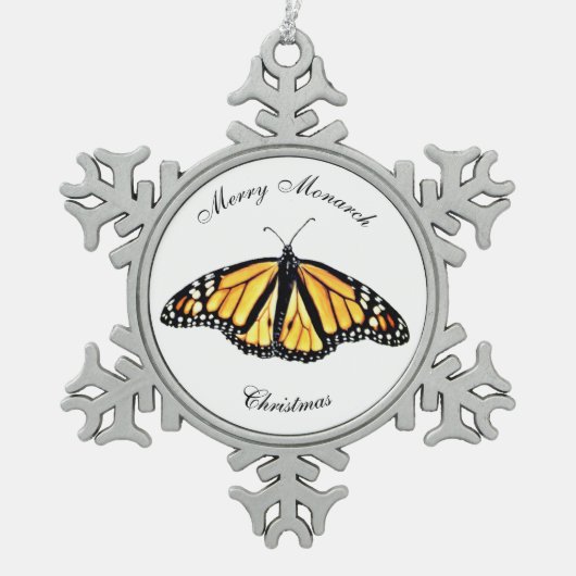 Weihnachtsschmuck Merry Monarch Weihnachten Schneeflocken Zinn-Ornament (Vorderseite)