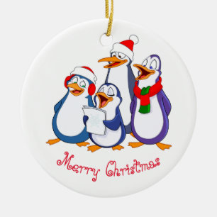 Weihnachtsschmuck-Merry-Pinguine Keramikornament