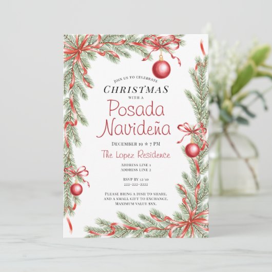 Weihnachtsschmuck Mexikanische Posada Navideña Einladung (Stehend Vorderseite)