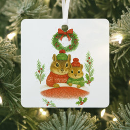 Weihnachtsschmuck mit Chipmunk-Mutter und -Kind i