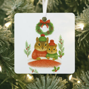 Weihnachtsschmuck mit Chipmunk-Mutter und -Kind i