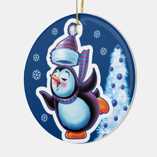 Weihnachtsschmuck mit doppelseitigem Pinguin/Schne (Links)