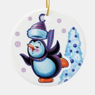 Weihnachtsschmuck mit doppelseitigem Pinguin/Schne