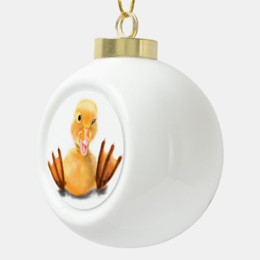 Weihnachtsschmuck mit Happy Playful Duck Keramik Kugel-Ornament (Rechts)
