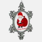 Weihnachtsschmuck mit Niedlichem Weihnachtsmann Schneeflocken Zinn-Ornament (Links)