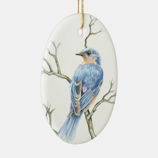 Weihnachtsschmuck mit Robin auf einem Zweig (Rechts)