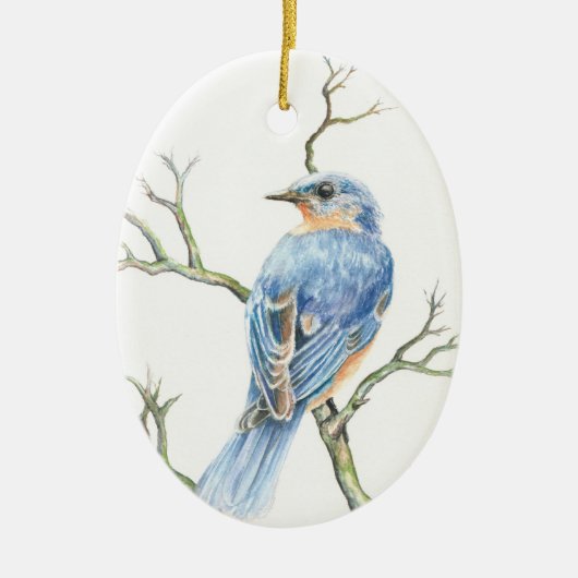 Weihnachtsschmuck mit Robin auf einem Zweig (Vorne)