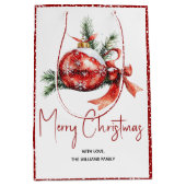 Weihnachtsschmuck mit rotem Bogen und Tannenverzwe Mittlere Geschenktüte (Vorderseite)