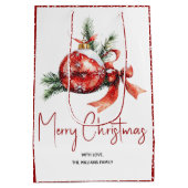 Weihnachtsschmuck mit rotem Bogen und Tannenverzwe Mittlere Geschenktüte (Rückseite)