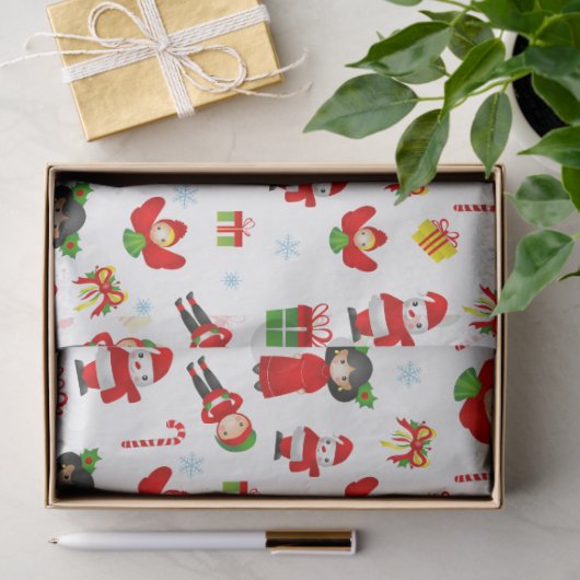 Weihnachtsschmuck mit Schneemann, Elfen, Engel ti Seidenpapier (Geschenk)