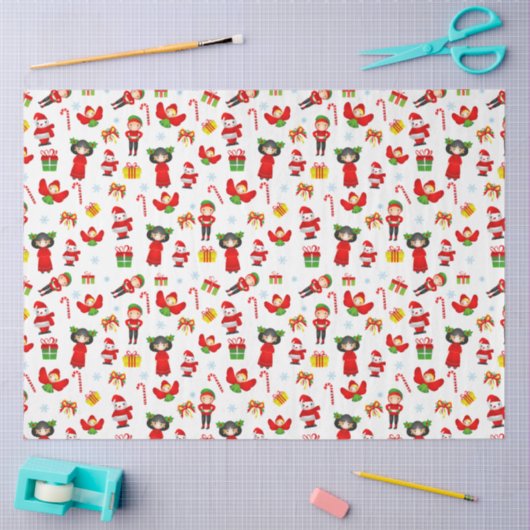 Weihnachtsschmuck mit Schneemann, Elfen, Engel ti Seidenpapier (Basteln)