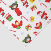 Weihnachtsschmuck mit Schneemann, Elfen, Engel ti Seidenpapier (Ausschnitt)