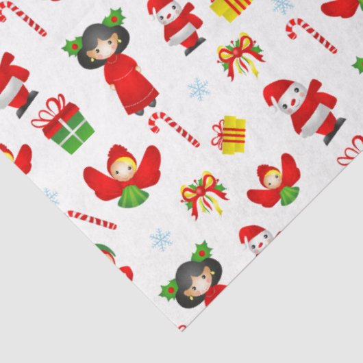 Weihnachtsschmuck mit Schneemann, Elfen, Engel ti Seidenpapier (Ausschnitt)