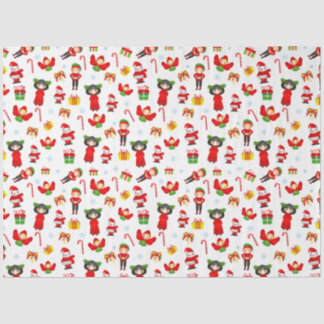 Weihnachtsschmuck mit Schneemann, Elfen, Engel ti Seidenpapier