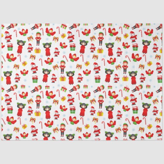 Weihnachtsschmuck mit Schneemann, Elfen, Engel ti Seidenpapier (Vorderseite)