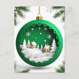Weihnachtsschmuck mit Winterlandschaft Feiertagspostkarte