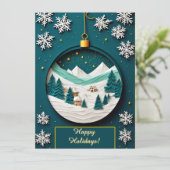Weihnachtsschmuck mit Winterlandschaft Karte (Stehend Vorderseite)