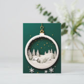 Weihnachtsschmuck mit Winterlandschaft Postkarte (Stehend Vorderseite)
