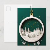Weihnachtsschmuck mit Winterlandschaft Postkarte (Vorne/Hinten)