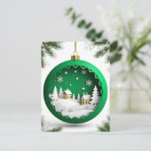 Weihnachtsschmuck mit Winterlandschaft Postkarte (Stehend Vorderseite)