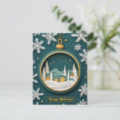 Weihnachtsschmuck mit Winterlandschaft Postkarte (Stehend Vorderseite)