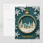 Weihnachtsschmuck mit Winterlandschaft Postkarte (Vorne/Hinten)