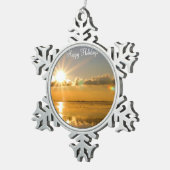 Weihnachtsschmuck mit Winterstrand Schneeflocken Zinn-Ornament (Rechts)