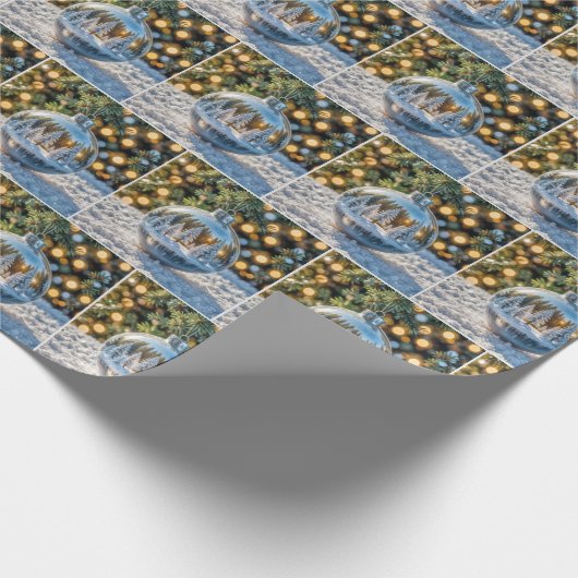 Weihnachtsschmuck mit Winterwaldlandschaft Geschenkpapier (Ecke)