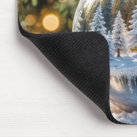 Weihnachtsschmuck mit Winterwaldlandschaft Mousepad (Ecke)