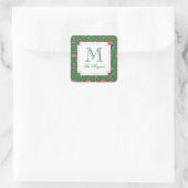 Weihnachtsschmuck Monogram-Geschenk Quadratischer Aufkleber (Tasche)
