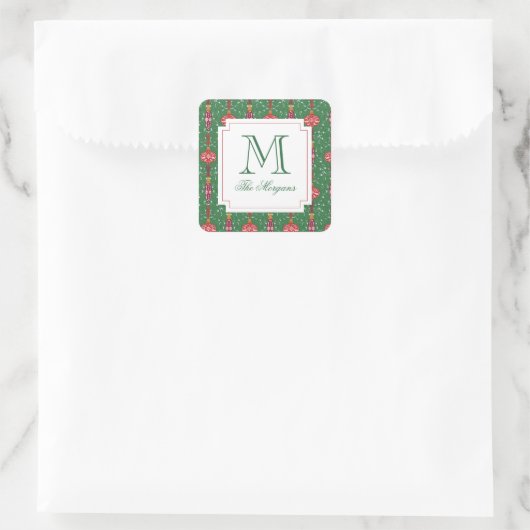 Weihnachtsschmuck Monogram-Geschenk Quadratischer Aufkleber (Tasche)