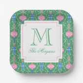 Weihnachtsschmuck Monogram Pappteller (Vorderseite)