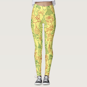 Weihnachtsschmuck Muster 02 L Gelb BG Leggings