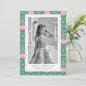 Weihnachtsschmuck Muster Foto Feiertagskarte (Stehend Vorderseite)